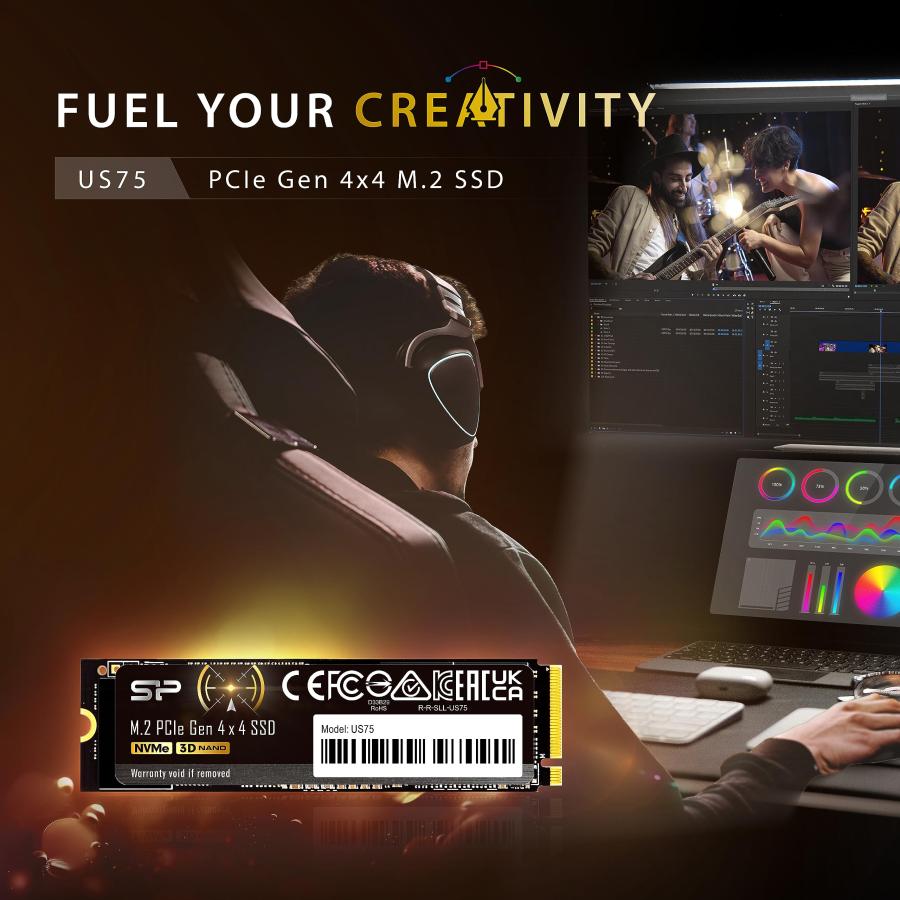 シリコンパワー 1TB US75 NVMe PCIe Gen4 M.2 2280 SSD R/W 最大