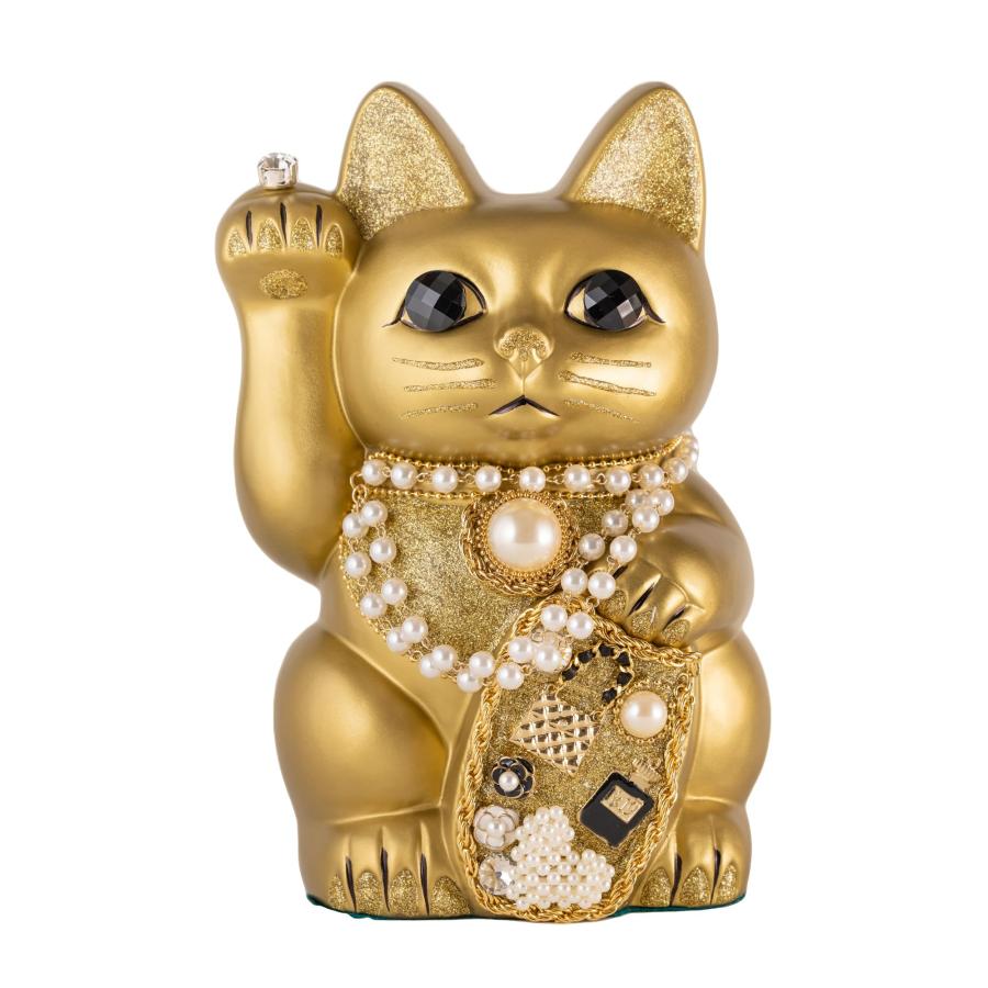 ご縁猫 ココニャネル(L-SIZE 金 Gold)右手あげ/陶器_lucky cat ご縁猫 ココニャネル(L-SIZE 金 Gold)右手あげ/陶器_lucky cat