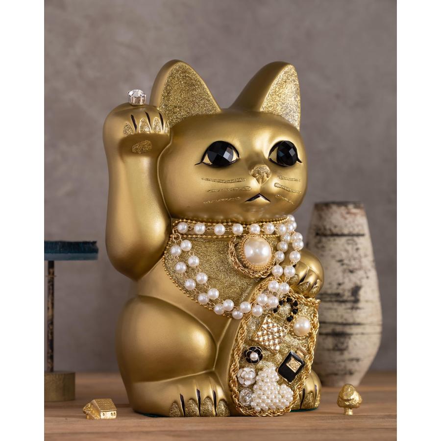 ご縁猫 ココニャネル(L-SIZE 金 Gold)右手あげ/陶器_lucky cat ご縁猫 ココニャネル(L-SIZE 金 Gold)右手あげ/陶器_lucky cat