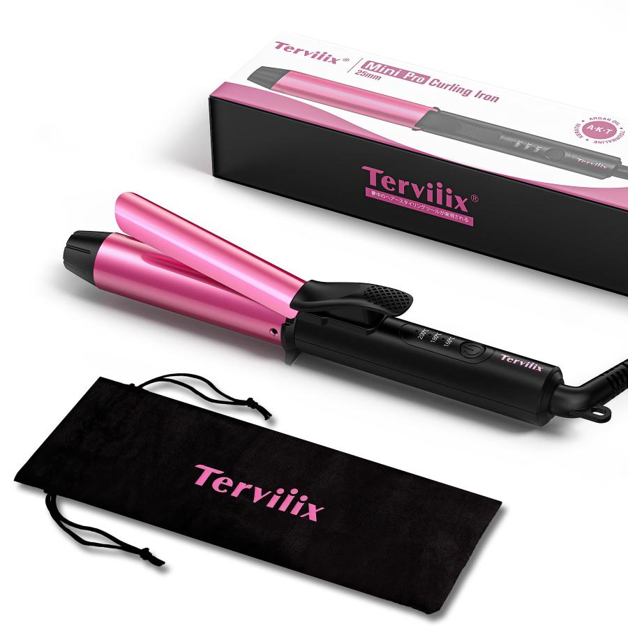 Terviiix ミニカールアイロン 25mm 持ち運びヘアアイロン 旅行用ヘア