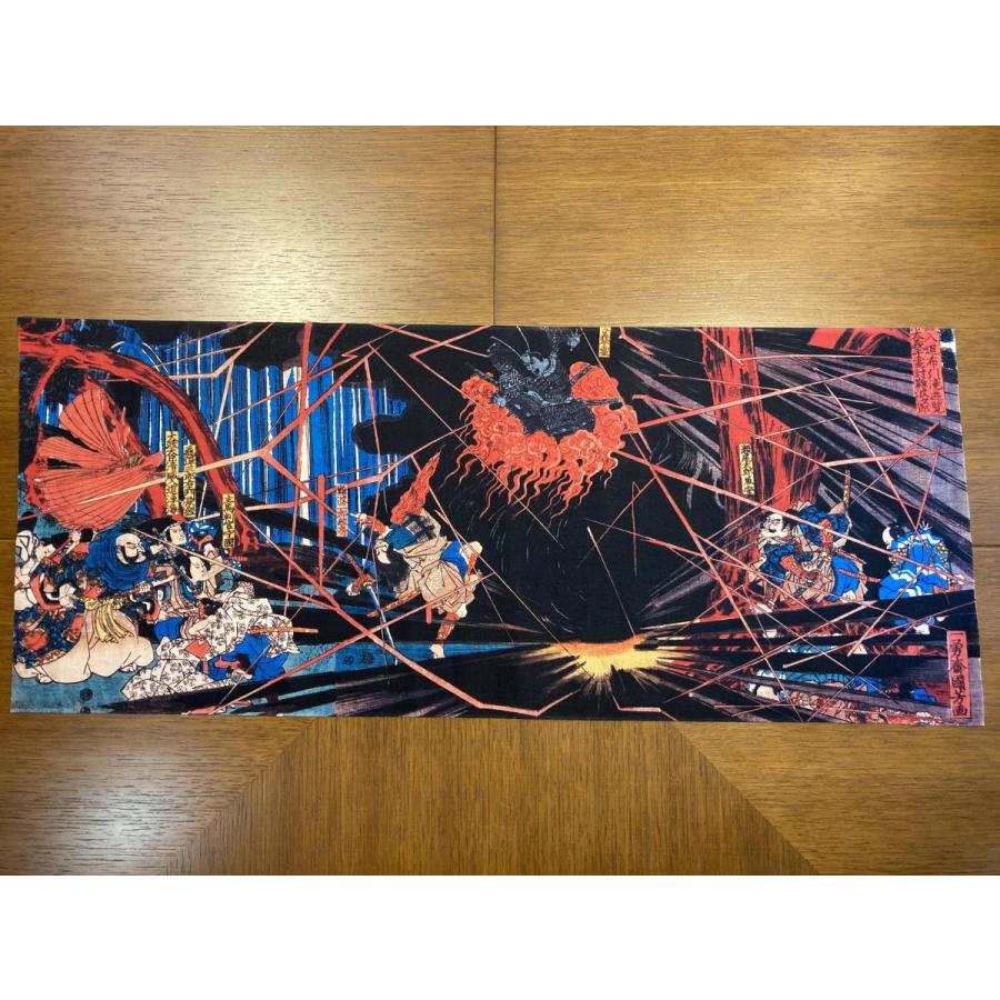 古今東西 浮世絵 手ぬく?い 清盛入道布引滝遊覧 悪源太義平霊討難波