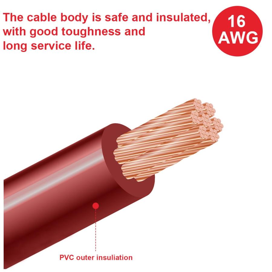 MKBKLLJY 2本 RCA - 裸線スピーカーケーブル 1フィート 16AWG