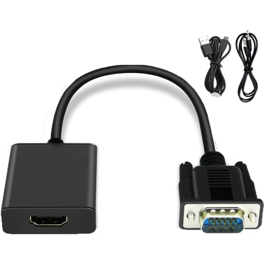 VGA-HDMI 変換 アダプタ HDMIケーブルVGA→HDMI 出力 ビデオ変換アダプタ 1080P 音声転送 TV PC プロジェクター ...