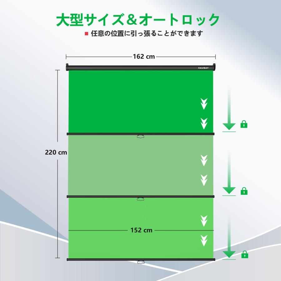 RAUBAY 格納式ドロップダウングリーン背景 - 152cm x 220cm