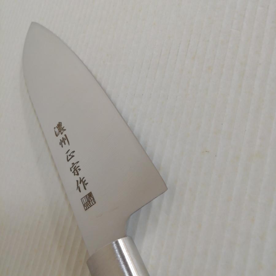 三徳包丁 日本製 樹脂柄 茶柄 関の刃物 濃州正宗 全長30cm 刃部17cm 和包丁 PPハンドル 家庭で研げる 肉、魚の処理、野菜切り両刃万能包丁｜good-job-shop｜04