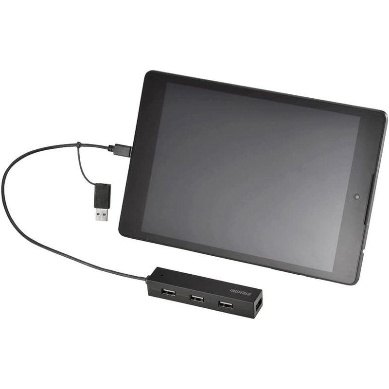 BUFFALO タブレット・スマホ用USB2.0 4ポートハブ 変換コネクター付き ブラック BSH4UMB04BK｜good-life-ser｜06
