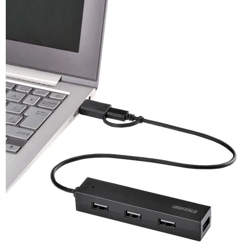 BUFFALO タブレット・スマホ用USB2.0 4ポートハブ 変換コネクター付き ブラック BSH4UMB04BK｜good-life-ser｜08