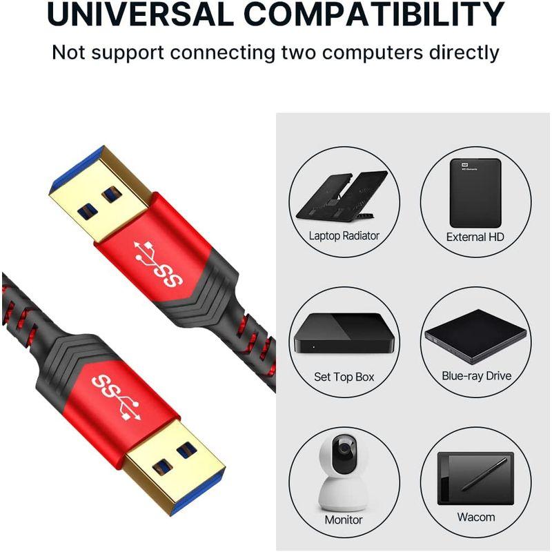 JSAUX USB 3.0 ケーブル1M+2M 2本セットUSB 3.0 A (オス) - A(オス) USB to USBケーブル 金メッ｜good-life-ser｜08