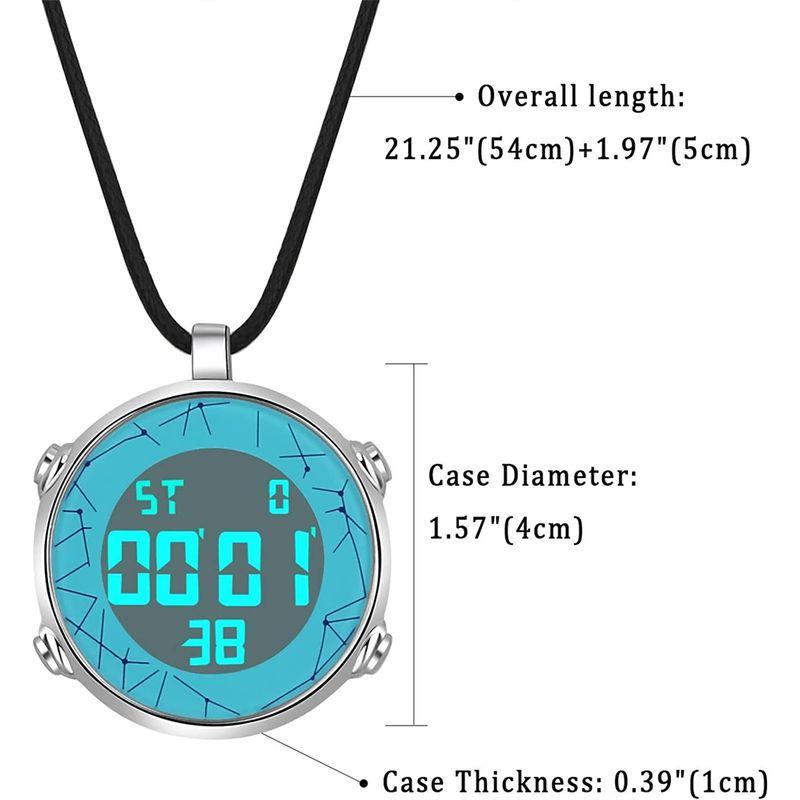 ＪＥＷＥＬＲＹＷＥ 懐中時計 デジタル ペンダントウォッチ ネックレス レザー チェーン 3atm 防水 カレンダー 曜日 ストップウォッチ｜good-life-ser｜05