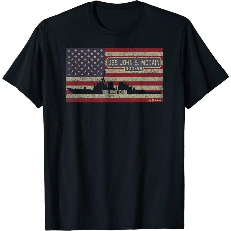 USSジョンSマケインDDG-56駆逐艦USAアメリカンフラッグ Tシャツ｜good-life-ser｜02