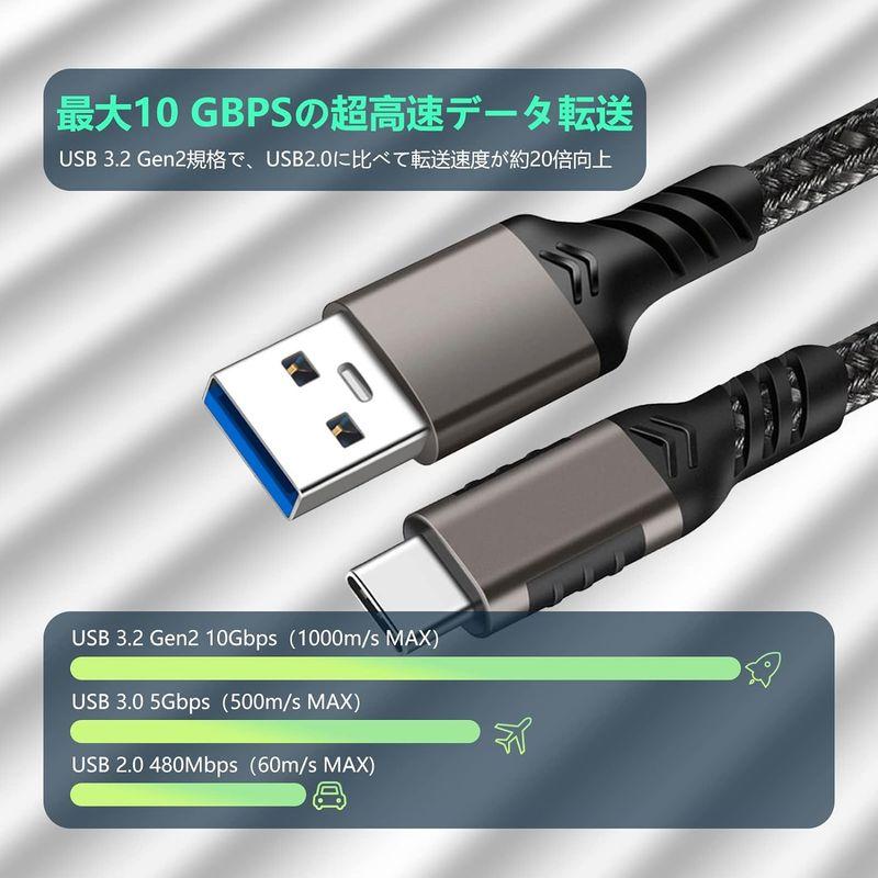 USB C to USBケーブル (1m/ガン色/10Gbpsデータ転送) USB-C & USB-A 3.2(Gen2) ケーブル 60W｜good-life-ser｜02
