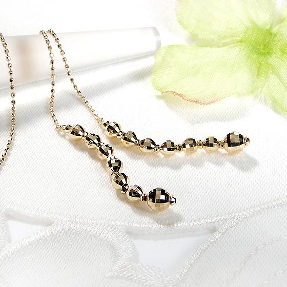 K18YG Yネックレス ミラーボール付 全長75cm 18金 K18 18K ゴールド