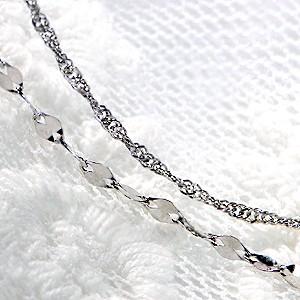 pt999 ペタル&スクリューチェーン 2連ネックレス 42cm : グッドラック