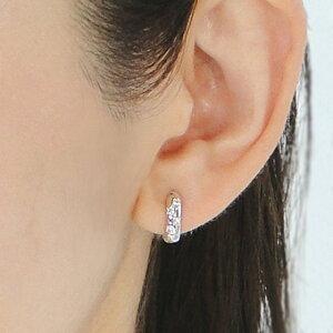 Pt900 0.10ct フープ ドット ダイヤモンド ピアス 人気 ジュエリー