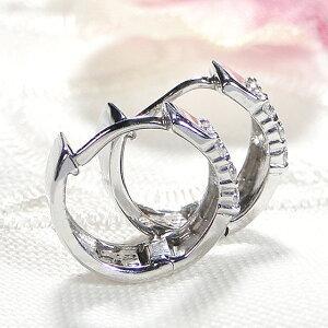 Pt900 0.26ct フープ ダイヤモンド ピアス 人気 ジュエリー 中折れ プラチナ ダイアモンド パヴェ pave ダイア ギフト ダイヤ プレゼント GHA26の画像