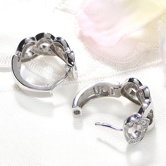 Pt900 0.28ct ダイヤモンド フープ ピアス 人気 ジュエリー アクセサリー 中折れ フープ PT900 ハート 0.28カラット ダイア ギフト プレゼント GHA72の画像