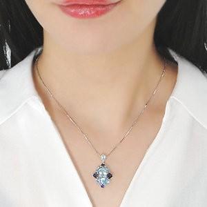 ブルートパーズ アイオライト アクアマリン サファイア ネックレス ペンダント カラーストーン 青 ゴールド 18k 18金 WG マーキス GUPD1042Aの画像
