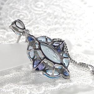 ブルートパーズ アイオライト アクアマリン サファイア ネックレス ペンダント カラーストーン 青 ゴールド 18k 18金 WG マーキス GUPD1042Aの画像