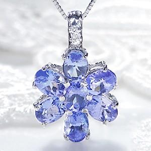 K18WG タンザナイト ダイヤモンド ネックレス