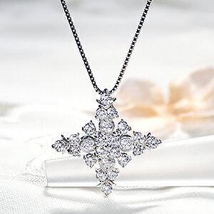 K18WG 0.25 1.00ct ダイヤ クロス ネックレス 70cm 豪華！