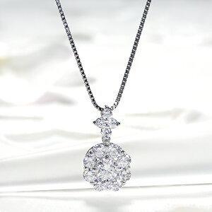 プラチナ pt900 1ct フラワー ダイヤモンド ネックレス 1カラット ダイヤ ペンダント PT pt900 花 人気 可愛い ギフト ダイア ４月誕生石 送料無料 GUPD1148の画像
