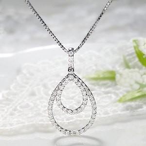 ダイヤモンド ネックレス 18k 18金 ティアドロップ 2連 ペンダント ドロップ 雫 GUPD1162の画像