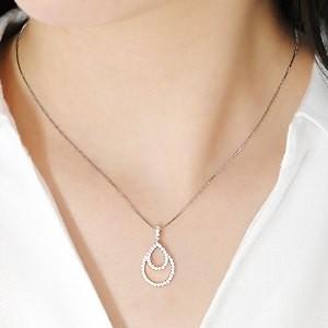 ダイヤモンド ネックレス 18k 18金 ティアドロップ 2連 ペンダント ドロップ 雫 GUPD1162の画像