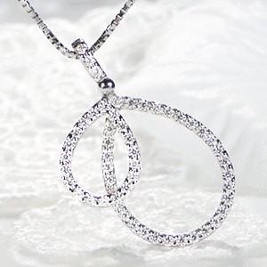 ダイヤモンド ネックレス 18k 18金 ティアドロップ 2連 ペンダント ドロップ 雫 GUPD1162の画像