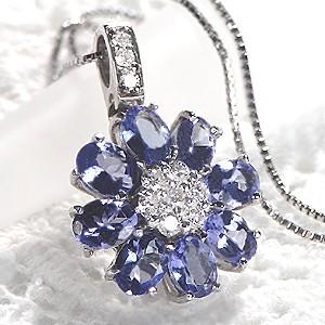 K18WG タンザナイト ダイヤモンド ネックレス