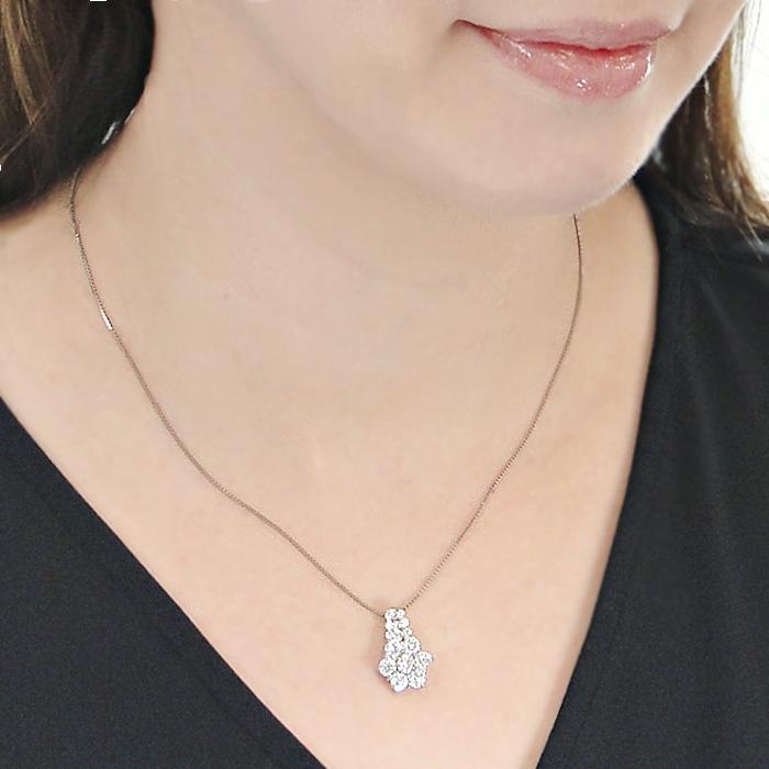 pt900 2.0ct フラワー ダイヤモンド ネックレス ペンダント プラチナ 