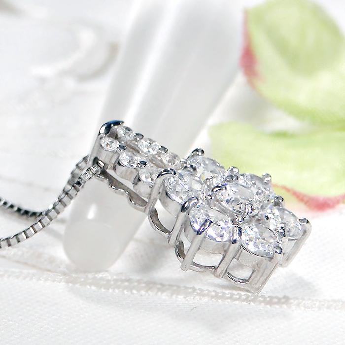 pt900 2.0ct フラワー ダイヤモンド ネックレス ペンダント プラチナ 