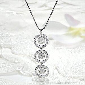 pt900 1.0ct ダイヤモンド ネックレス ペンダント プラチナ ダイヤ 花 サークル 丸 縦長 ダイヤ 1カラット 1.00 ダイア ギフト プレゼント GUPD1228の画像