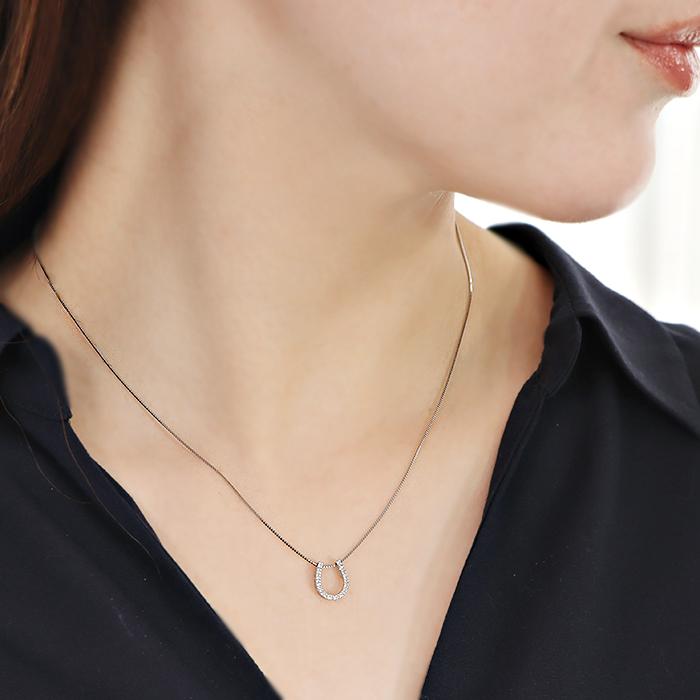 Pt900 0.32ct ダイヤモンド 馬蹄 ネックレス 送料無料 プラチナ PT 蹄鉄 3way ダイア ホースシュー 4月 誕生石 一粒 人気 上品 ダイアモンド  ダイヤ GUPD1272の画像