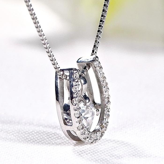 Pt900 0.32ct ダイヤモンド 馬蹄 ネックレス 送料無料 プラチナ PT 蹄鉄 3way ダイア ホースシュー 4月 誕生石 一粒 人気 上品 ダイアモンド  ダイヤ GUPD1272の画像