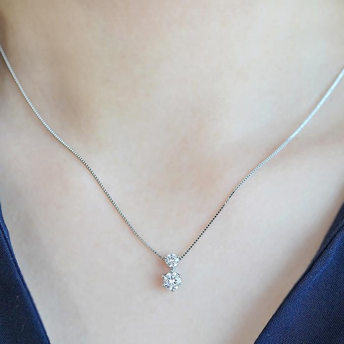 pt900 0.5ct ダイヤモンド ネックレス 送料無料 Pt プラチナ 記念 誕生日 クリスマス シンプル 人気 縦長 0.5カラット ダイア プレゼント 豪華 2石 2粒 GUPD1319の画像