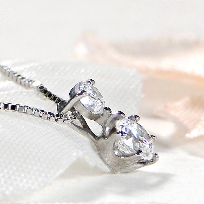 pt900 0.5ct ダイヤモンド ネックレス 送料無料 Pt プラチナ 記念 誕生日 クリスマス シンプル 人気 縦長 0.5カラット ダイア プレゼント 豪華 2石 2粒 GUPD1319の画像