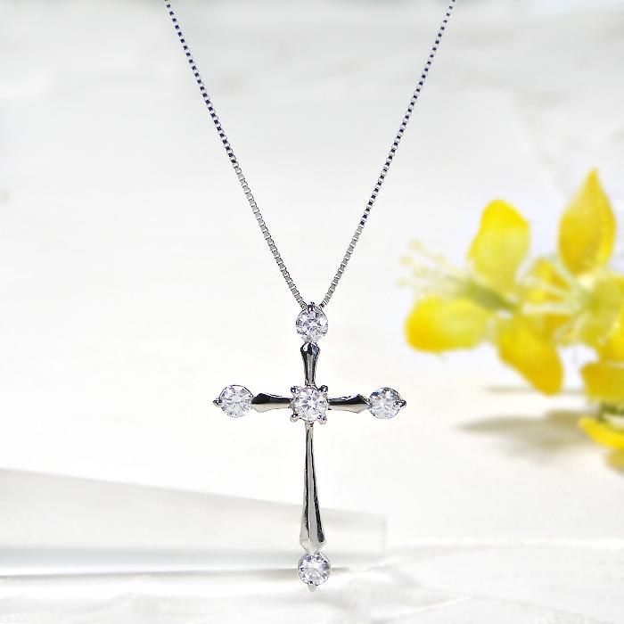 Pt900 0.5ct ダイヤモンド クロス ネックレス 送料無料 Pt クロス プラチナ ジュエリー 人気 4月 誕生石 大ぶり 豪華 十字架 クリスマス 0.5カラット GUPD1336の画像