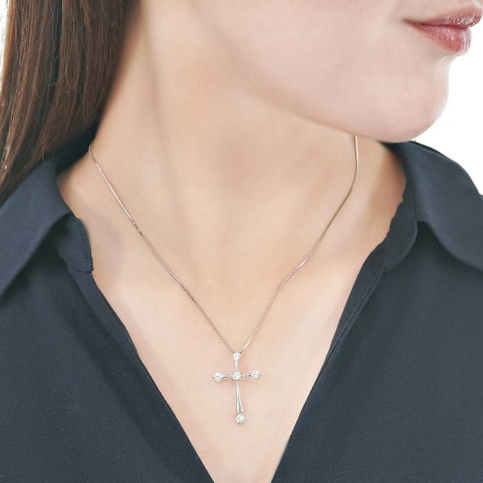 Pt900 0.5ct ダイヤモンド クロス ネックレス 送料無料 Pt クロス プラチナ ジュエリー 人気 4月 誕生石 大ぶり 豪華 十字架 クリスマス 0.5カラット GUPD1336の画像