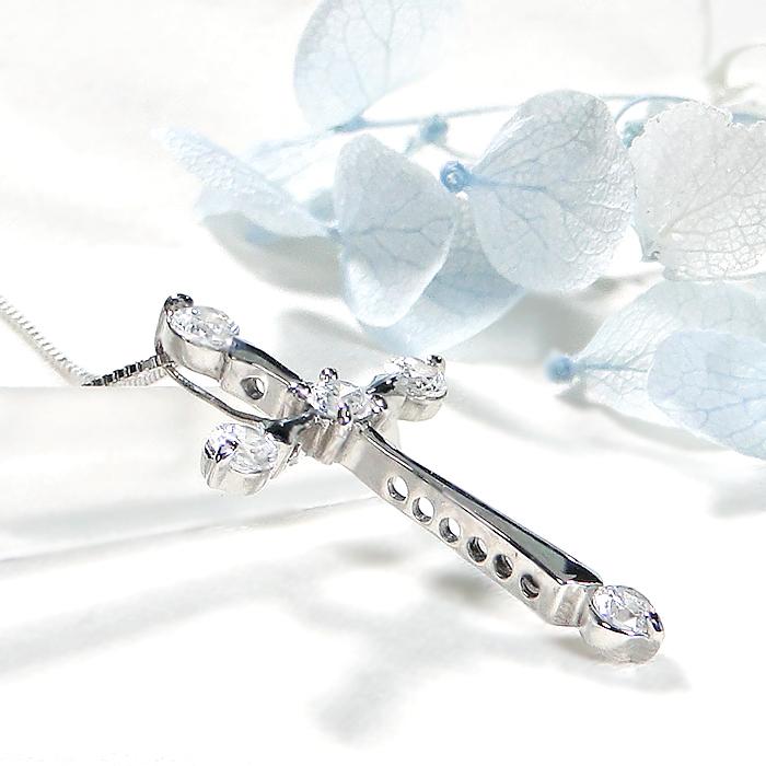 Pt900 0.5ct ダイヤモンド クロス ネックレス 送料無料 Pt クロス プラチナ ジュエリー 人気 4月 誕生石 大ぶり 豪華 十字架 クリスマス 0.5カラット GUPD1336の画像