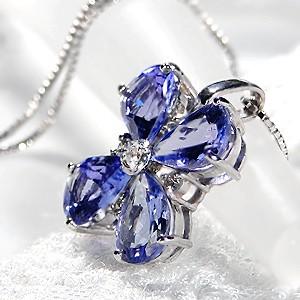 K18WG タンザナイト ダイヤモンド ネックレス : グッドラック  