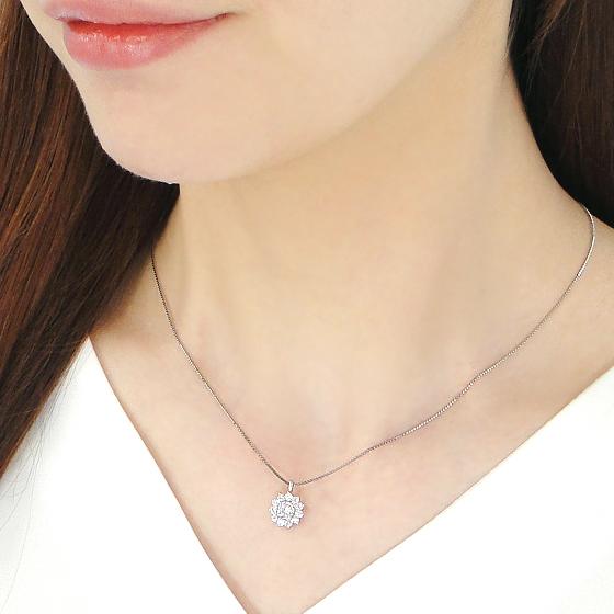 プラチナ pt900 0.7ct ダイヤモンド ネックレス 0.7カラット フラワー 
