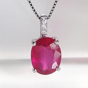 pt900 プラチナ ダイヤモンド ダイヤ ネックレス ペンダント カラーストーン ルビー 大粒 1.7ct 一粒 7月 誕生石 GUPD1368