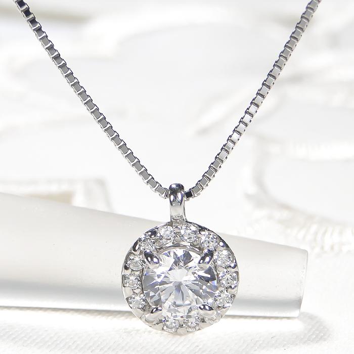 pt900 0.75ct ダイヤモンド ネックレス 送料無料 レディース プラチナ ダイヤ ダイアモンド プレゼント ラウンド サークル ギフト 0.6ct 4月 豪華 大粒 GUPD1523の画像