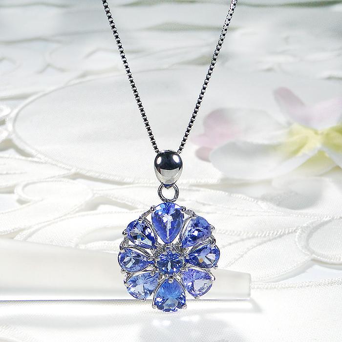 Pt900 タンザナイト ネックレス ペンダント プラチナ 大ぶり 大きめ