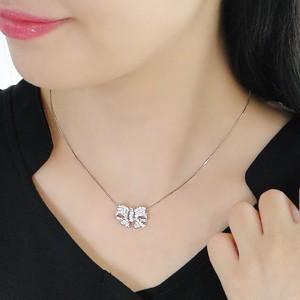 pt900 プラチナ ダイヤモンド ダイヤ ネックレス ペンダント パヴェ リボン 人気 可愛い りぼん 0.7ct GUPD543の画像