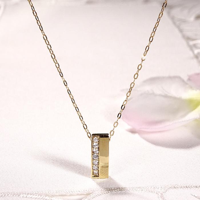 K18YG ルビー 0.18ct ＆ ダイヤモンド 0.10ct リバーシブル ネックレス 