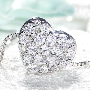 pt900 0.5ct ハート モチーフ ダイヤモンド ネックレス : グッドラック