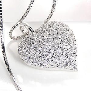 pt900 プラチナ ダイヤモンド ダイヤ ネックレス ペンダント ハート 1カラット 1ct パヴェ 人気 アミュレット GUPD595の画像