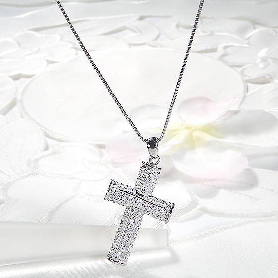 ダイヤモンドクロスネックレスプラチナ 1.0ct Pt900/Pt850