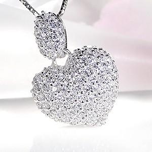 pt900 プラチナ ダイヤモンド ダイヤ ネックレスペンダント パヴェ ハート 1.0ct 1カラット アミュレット ハートモチーフ GUPD598の画像
